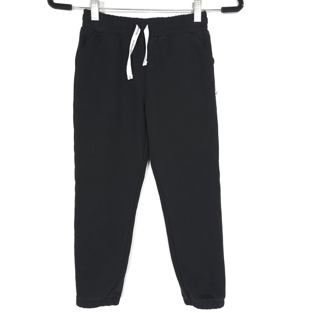 MINIMALIST FOLK CO. Black Jogger Pants 6-7Y Boys Elastic Waist Drawstring Cotton